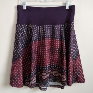 Knee length purple dot skirt
